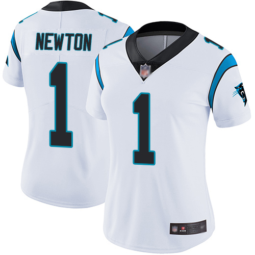 Carolina Panthers Limited White Women Cam Newton Road Jersey NFL Football #1 Vapor Untouchable->women nfl jersey->Women Jersey